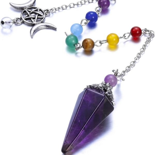 Amethyst Healing Crystals Pendulum Natural Crystal Stone Point Pendulums for Dowsing Meditation Divination Tools Spiritual Crystal Gifts for Witchcraft Crystal Grid Positive Energy