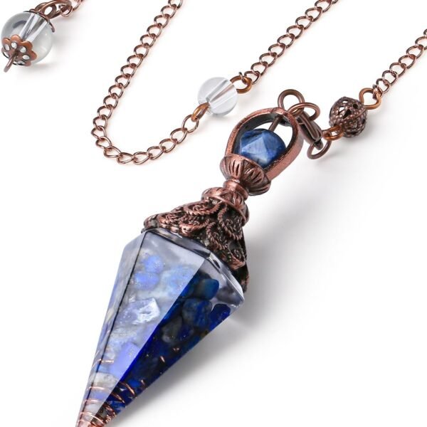 Crystal Pendulums Lapis Lazuli Healing Crystal Quartz Pendulum Spiritual Hexagonal Pointed Cone Resin Pendants Witchcraft Energy Balancing Accessories Divination Dowsing Tools 1PC