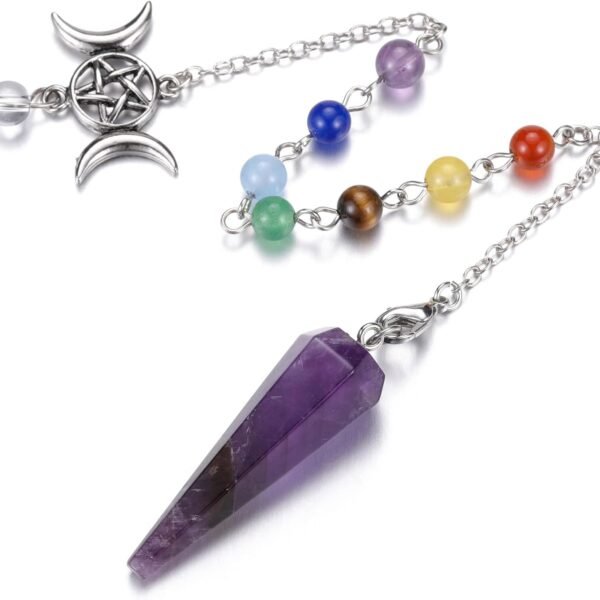 Natural Amethyst Crystal Pendulum for Divination Hexagonal Chakra Healing Crystal Pointed Amethyst Quartz Stone Dowsing Pendulum Crystal for  Withcraft Crystal Therapy Spiritual Gift
