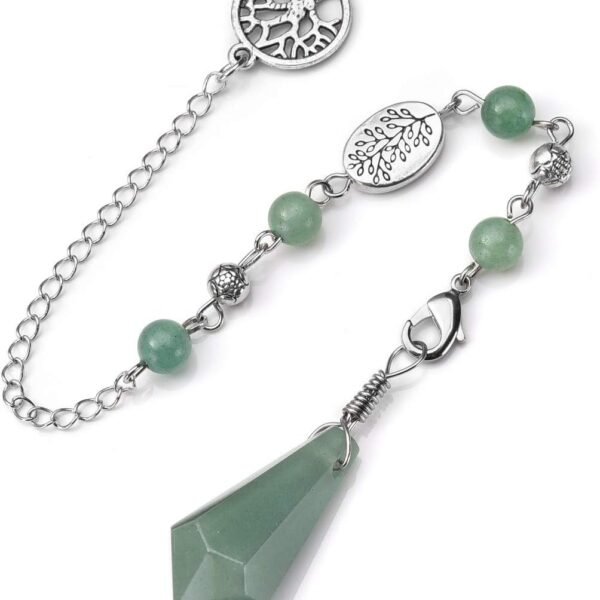 Green Aventurine Crystal Pendulum for Divination Natural Healing Crystal Point Dowsing Pendulum Gemstone Pendulum Pendants for  Witchcraft Energy Balancing Meditation Gift Christmas