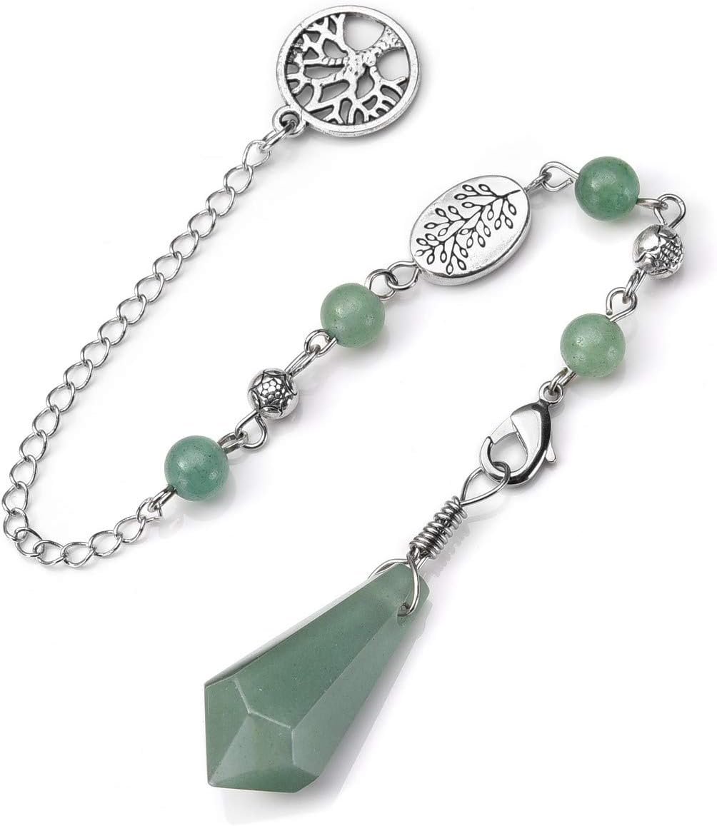Green Aventurine Crystal Pendulum for Divination Natural Healing Crystal Point Dowsing Pendulum Gemstone Pendulum Pendants for Witchcraft Energy Balancing Meditation Gift Christmas