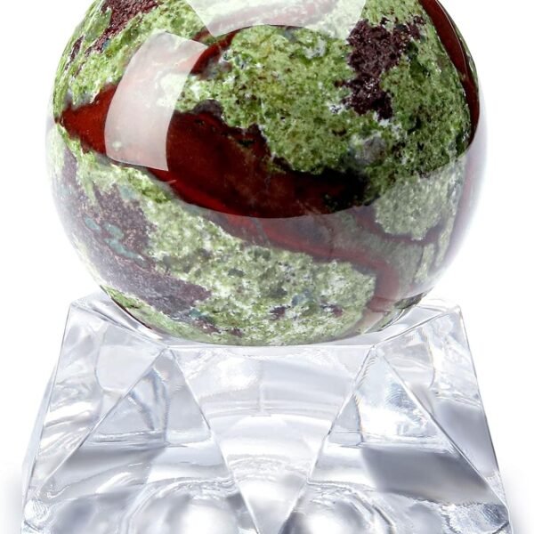 40mm Natural Dragon Blood Jasper Healing Crystal Gemstone Ball Divination Sphere Sculpture Figurine with Acrylic Stand