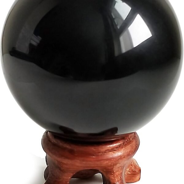 Black Obsidian Sphere for Meditation, Feng Shui, and Divination – Authentic Obsidian Crystal Ball for Protection and Energy Cleansing