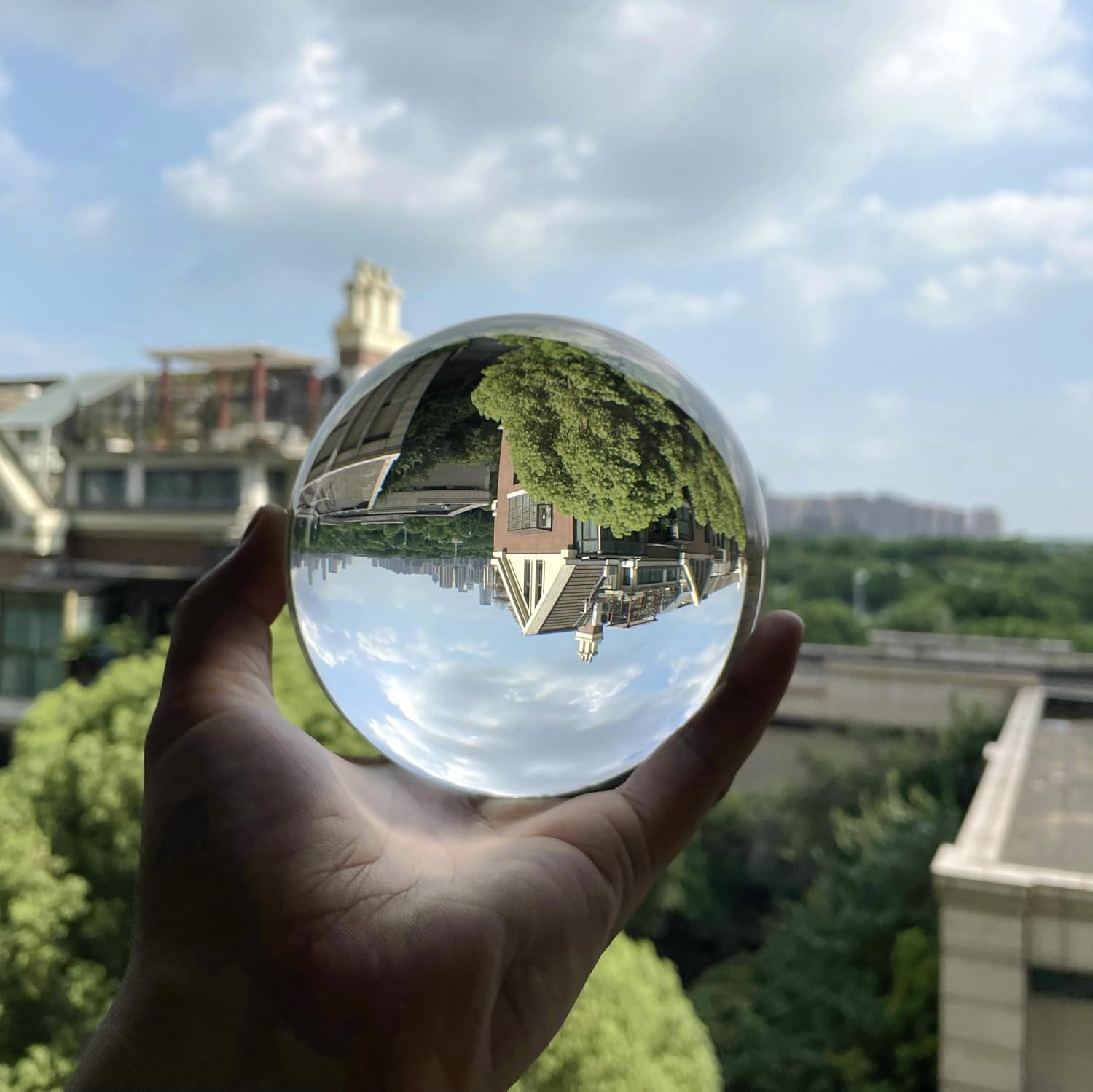 Transparent Clear Crystal Ball Globe Glass Sphere for Meditation Healing Crystal Divination Photography Prop Home Decor, w/Wood Stand About 2.7LB 100mm (4 inches) - Image 2